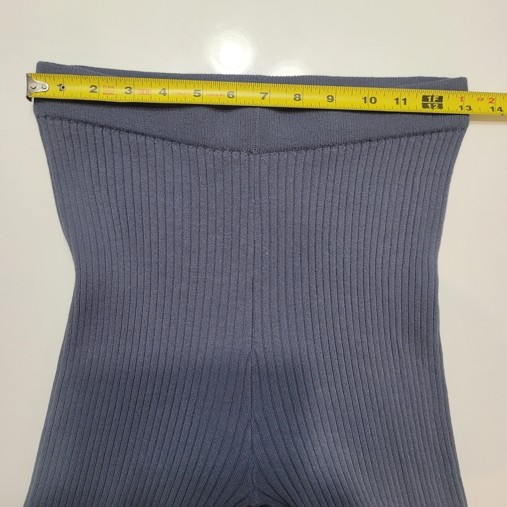 Zara Ribbed Knit Flare Pants - Blue Gray Size M - Picture 6 of 9